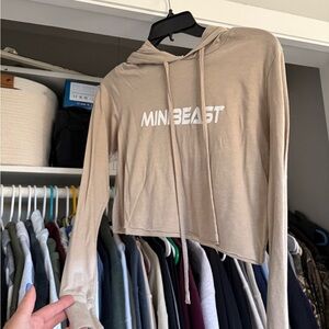 Tan MINIBEAST Cropped Hooded long sleeve